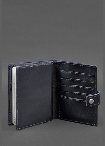 Шкіряна обкладинка-портмоне на паспорт з гербом України 25.0 темно-синя (A-028224) BlankNote (329186809)