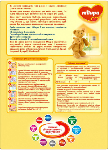 Смесь молочная сухая 3, 600 г Milupa (331789761)