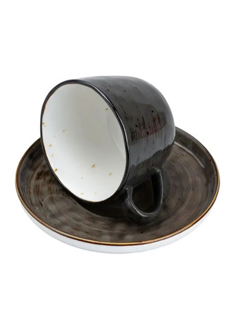 Чашка с блюдцем керамическая 250 мл для чая кофе Черная Jooki (358706723)