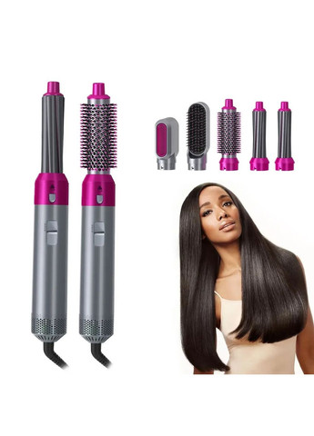 Фен-стайлер 5в1 с функциями придания объема для разных типов волос 5 насодок 1000 Вт Grey/Pink Lesko (350349333)