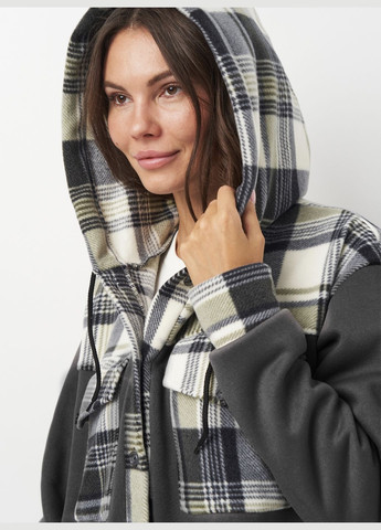 Графитовая спортивная, повседневный, кэжуал рубашка в клетку Olis-Style с длинным рукавом