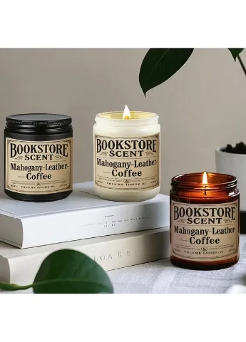 Ароматическая свеча «Bookstore Scent» Mahogany Leather Coffee соевая 100 г No Brand (404813770)