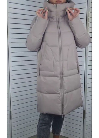 Зелене зимнє Зимове напівпальто жіноче 2488 сірооливкового Meajiateer