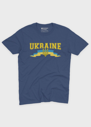 Темно-синяя демисезонная футболка для мальчика с патриотическим принтом ukraine (ts001-4-nav-005-1-093-b) Modno