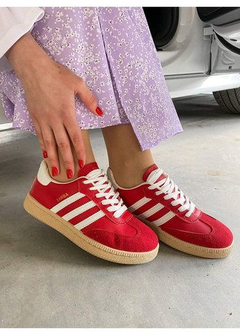 КРОСІВКИ ЖІНОЧІ ADIDAS SAMBA RED WHITE АДІДАС САМБА No Brand білі демісезони (367172954)