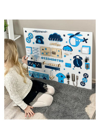 Развивающая игрушка Бизиборд по методике Монтессори TG270035370, 80х60 см, Синий No Brand (316914607)