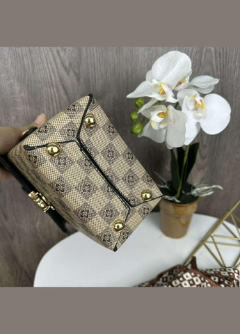 Женская маленькая сумочка бочонок на плечо, мини сумка на замочке Светлый с зеленым No Brand (298998004)