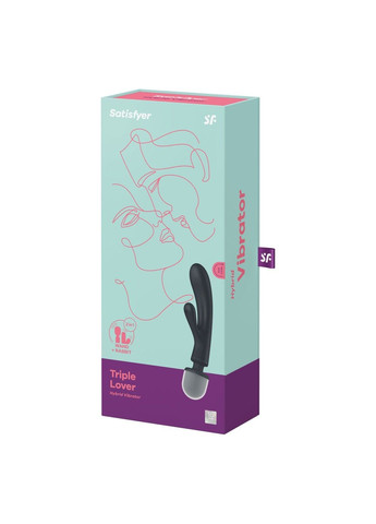 Вібратор-кролик з вібромасажером Triple Lover Grey, 3 мотори Satisfyer (315497892)