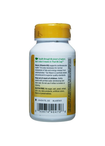 Витамин В3, Никотиновая кислота, 100 мг, 100 капсул Nature's Way (364311756)