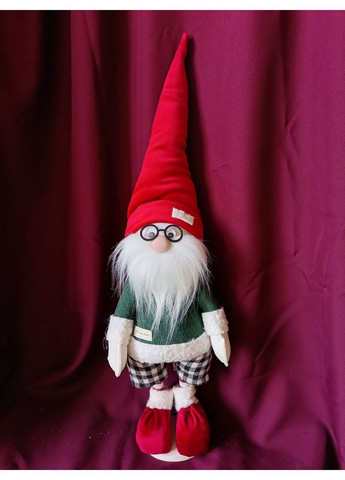 Скандинавський Гном інтерєрний 65см зелено-червоний в окулярах. Різдряний ельф Скандинавський, санта клаус новорічний, іграшка Xatynka (365812300)
