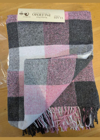 Плед вовняний Палермо №8 Pictor біло-рожево-світ.антрацит 140*200 полуторний Vladi (326487401)