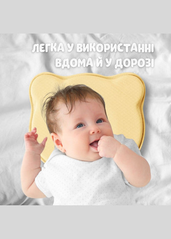 Детская ортопедическая подушка BabyComfort 27×22×3 см с эффектом памяти мишка желтая (8-35862*002) PAPAELLA (347640243)
