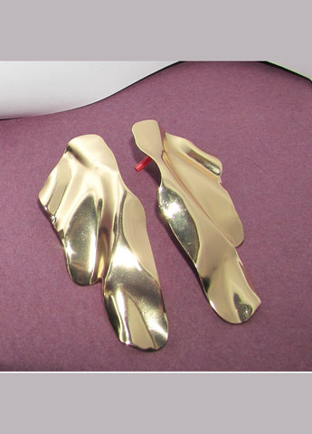 Золотисті металеві великі сережки пластини, 10-833 Fashion Jewelry (336550595)