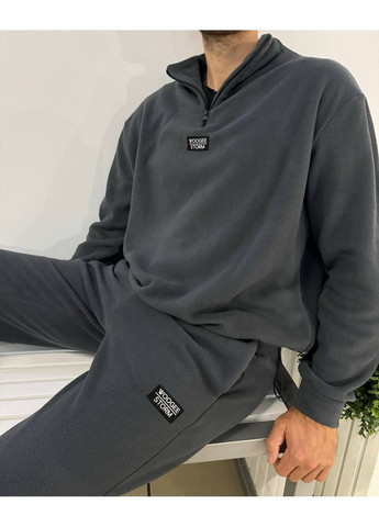 Графитовый зимний костюм 1025 двухсторонний плотный флис, очень теплый, брюки и кофта. Україна