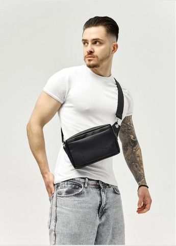 Сумка на пояс чоловіча з екошкіри спортивна через плече маленька Чорний 34993 Sambag (334673955)