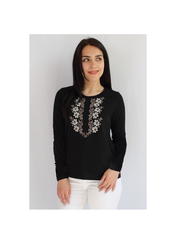Чорний жіночий реглан з вишитими квітами Ladan - (301026372)