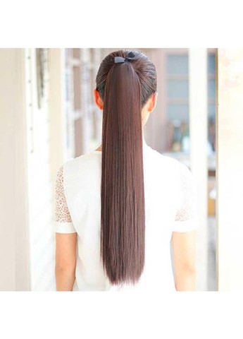 Шиньон накладной хвост на ленте Didaka прямые волосы "Шатенка" длина 50 см каштанового цвета. China (360603705)