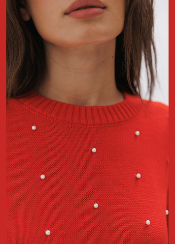 Жіноча в'язана коралова футболка з намистинками Arjen - (296470953)