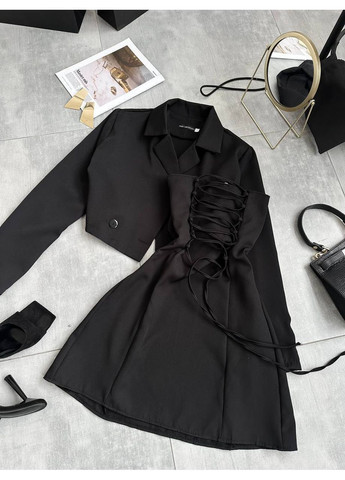 Элегантный женский костюм, состоящий из укороченного пиджака и платья. Україна (352193375)