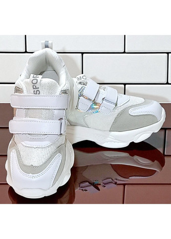 Белые демисезонные текстильные ортопедические кроссовки на липучках для девочки Tom.M