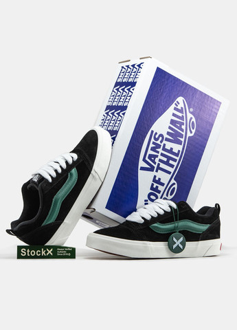 Чорні Осінні кросівки чоловічі vans knu skool black green | ванс кну скул чорні зелені No Brand
