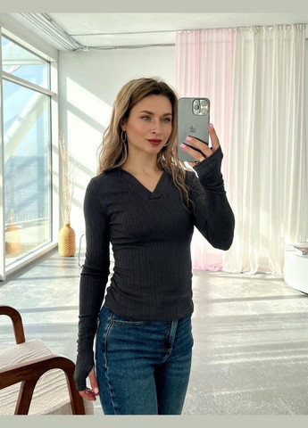 ❤️🔥Стильний, зручний лонгслів "поло" з комірцем та V-подібним вирізом No Brand (346814729)