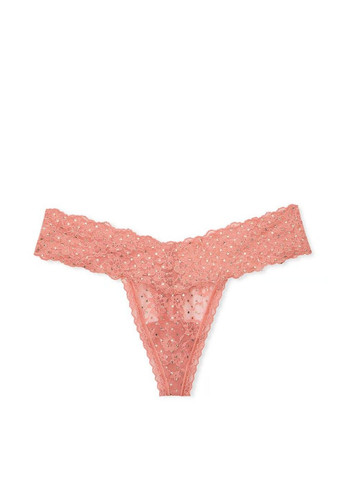 Трусики-стринги женские Lace Thong Panty персиковые Victoria's Secret (348555772)