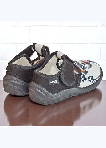 Черные ортопедические закрытые тапочки на липучке для мальчика сменка в садик Waldi