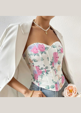 Сексуальний легкий корсет із квітами - білий (КОРС-ТОП-КВІТ-БІЛ) Vakko (322787772)