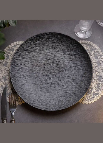 Тарілка сервірувальна порцелянова 30 см чорна HP-7-726 Yiwu (371480936)