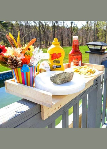 Подвесной балконный столик из дерева Шаен бланже (ПБС-001201) No Brand (328414582)