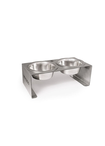 Кормушка для кота Bondzoo Лапка на 2 миски нержавеющая сталь 27х10х14 см Cat Joy (301212355)