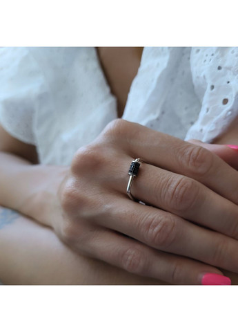 Серебряное кольцо Боченок с Черными камнями 17.5 размер серебро 925 пробы Родированное 956к 2.1 No Brand (306741598)