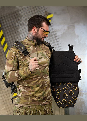 Тактическая плитоноска 4 точки сборса с подсумками черная с принтом Freedom (342080418)