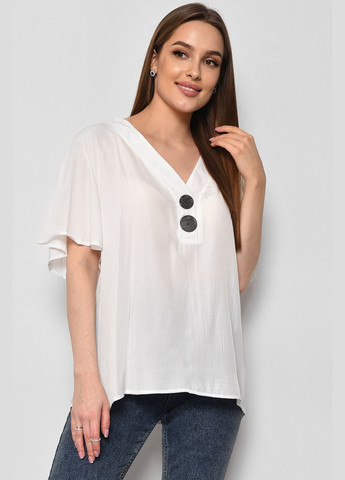Белая блуза женская с коротким рукавом белого цвета с баской Let's Shop