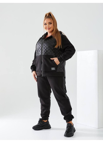 Женский теплый на флисе спортивный костюм двойка со стегаными вставками No Brand (366873434)