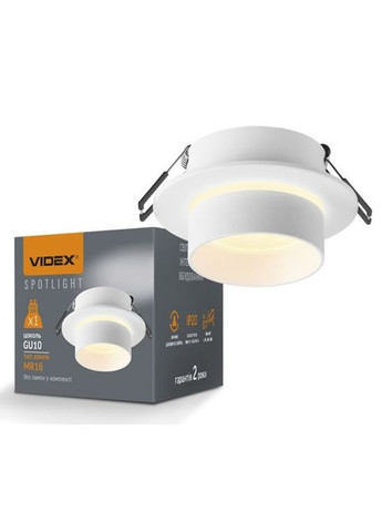 Светильник точечный под лампу GU10 врезной Круглый Белый (VL-SPF11R-W) Videx під лампу GU10 врізний Круглий Білий (354227528)