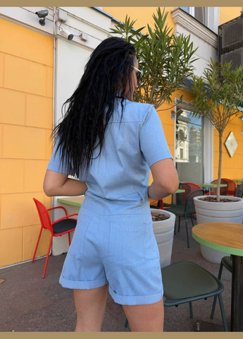 Комбинезон Україна Your style комбинезон-шорты однотонный голубой повседневный, вечерний