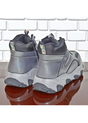 Серебристые спортивные, повседневные осенние демисезонные ортопедические утепленные ботинки хайтопы на флисе для девочки вистеп Weestep