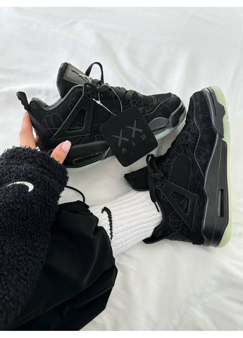 КРОСІВКИ ЖІНОЧІ NIKE AIR JORDAN 4 X KAWS BLACK НАЙК АІР ДЖОРДАН No Brand чорні демісезони (367115045)