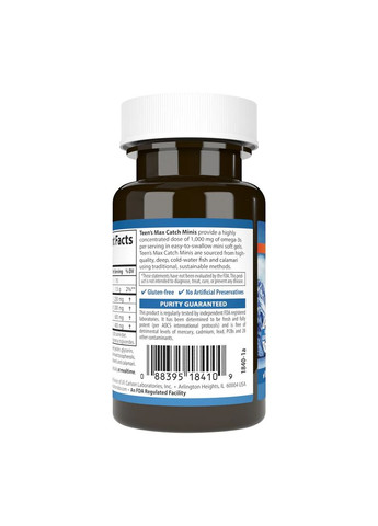 Рыбий жир для подростков, Омега-3, 500 мг, Teen's Max Catch Minis, Carlson, 60 желатиновых мини капсул Carlson Labs (322741190)