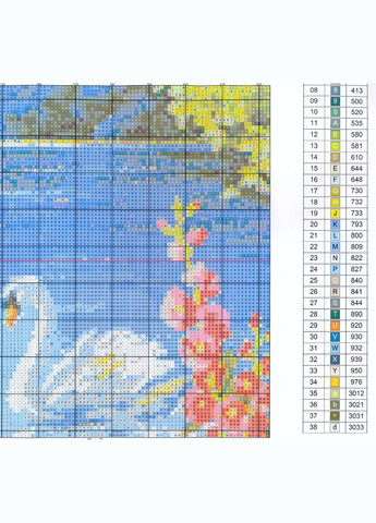 Набор для вышивания по нанесённой на канву схеме "Swan lake 3". AIDA 14CT printed, 48*60 см Joy Sunday (313614602)
