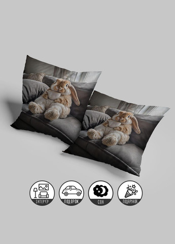 Подушка плюшевая смешная с приколом с Кроликом от 45 х 45 см 13065 WONKEY (330621240)