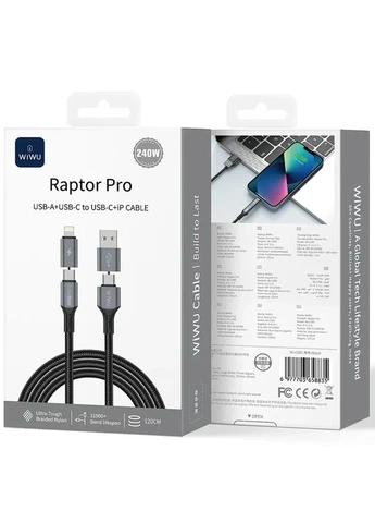 Дата кабель Type-C to Lightning WIWU C077 27W 1м цинковий сплав No Brand C077 Cyberlink (402063205)