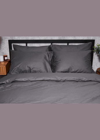 Комплект постельного белья Satin Stripe двуспальный 175х210 наволочки 4х50х70 (MS-820003683) Moon&Star stripe black (288043832)