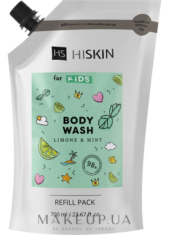 Детский гель для душа "Лимон и мята" Kids Body Wash Limone & Mint (запасной блок) 700ml (1190657-33581723) HiSkin (368645499)