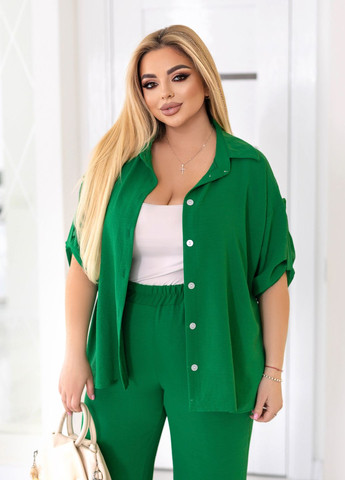 Костюм жіночий з крепу оверсайз (сорочка + штани) No Brand (328604751)