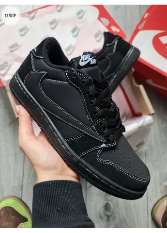 Комбіновані кросівки чоловічі nike air jordan 1 low og x travis scott blаck найк аір джордан демісезон No Brand