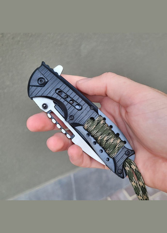 Складний ніж тактичний чорний з гравіюванням індивідуальним з однієї сторони арт.43501 Grand Way (370169219)