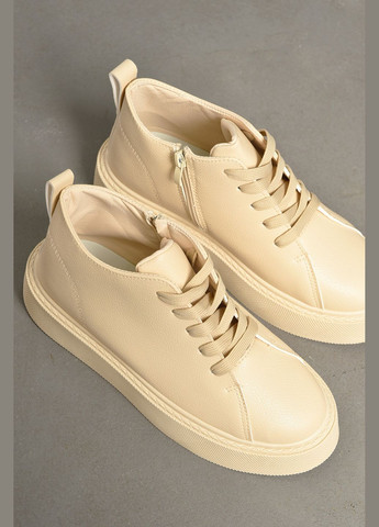 Кроссовки женские бежевого цвета на шнуровке Let's Shop бежевые демисезоны (317318854)